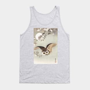 Scops Owl in flight, with cherry blossoms Tank Top